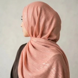 Peach Pink Shimmer Chiffon