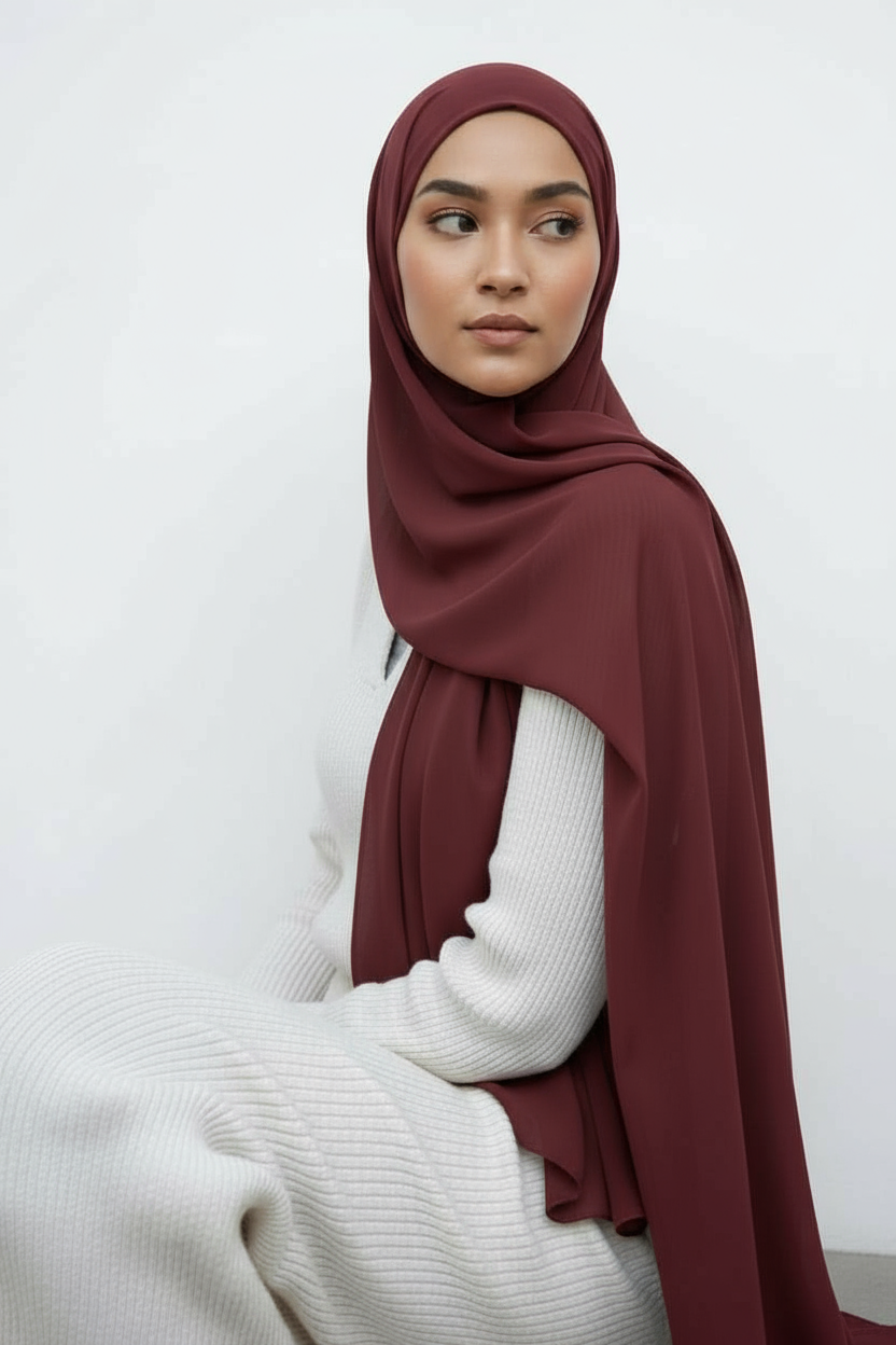 Deep Plum Premium Chiffon