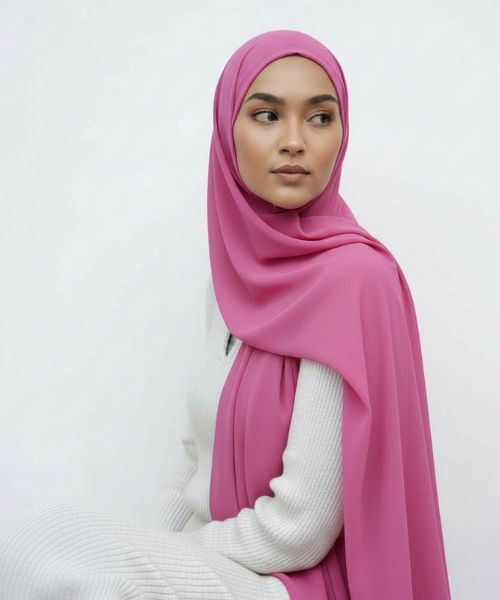 Fuchsia Pink Premium Chiffon