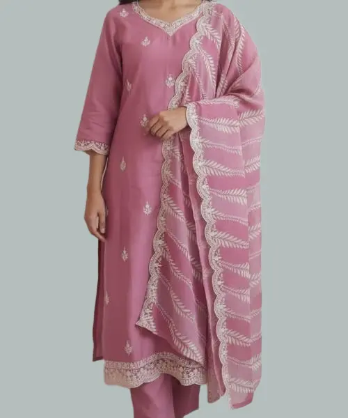 Blush Fern Embroidered kurta Set