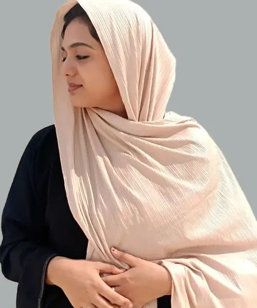 Beige Ribbed Jersey Hijab INR 180